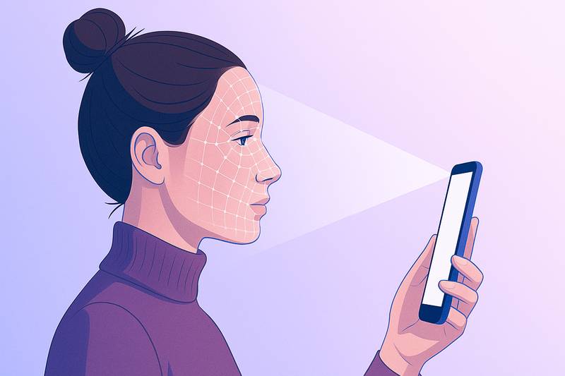 An illustration of a woman doing Web3 KYC.