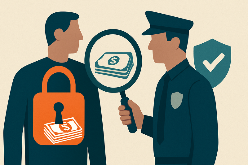 Editorial illustration for the article "Swedbank NYDFS penalty: 50 million dollars for hiding Panama Papers links".
