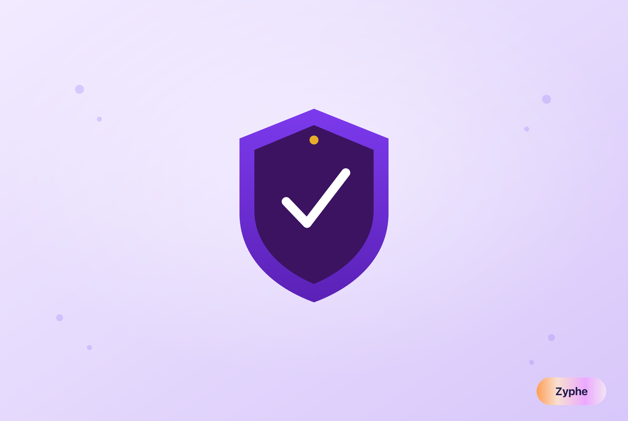 Violet shield with a checkmark representing compliance-as-a-service and regulatory accountability