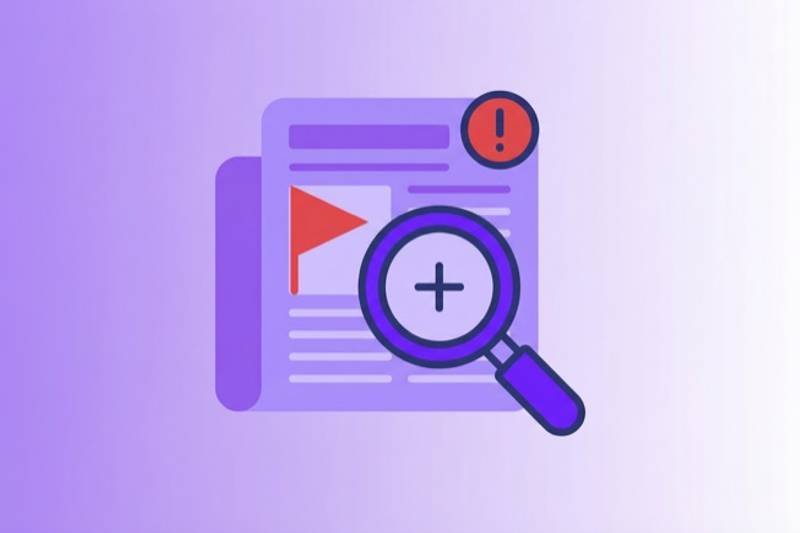 Adverse media screening in AML — magnifying glass over negative news icon representing negative news screening for KYC compliance