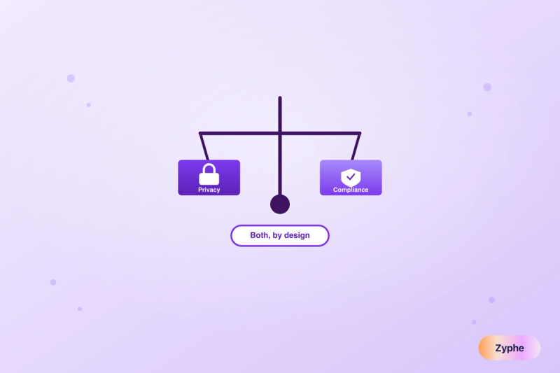 Balanced scale weighing privacy and compliance with both by design label