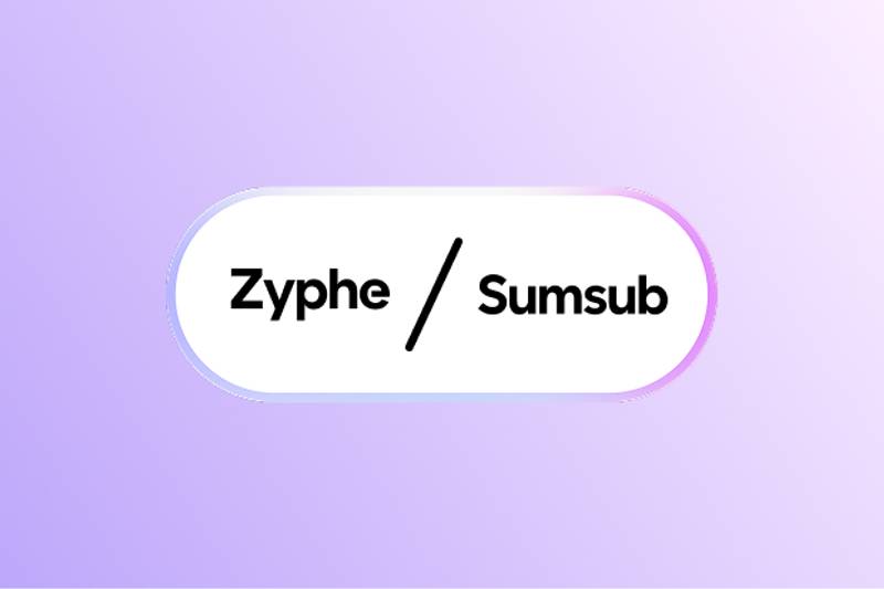 Zyphe vs Sumsub visual in a white and purple background.