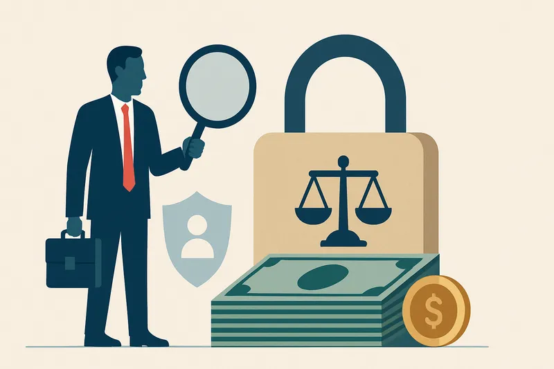 Editorial illustration for the article "The Ikano Bank AML fine: SEK 140 million for risk-assessment failures".