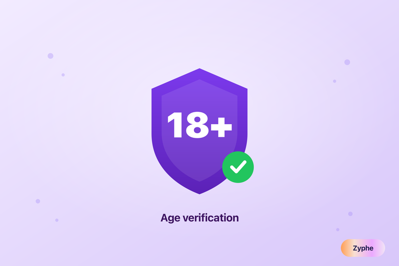 An 18-plus verification badge with a green check, representing digital age verification