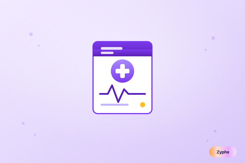 Patient record card with a medical cross and a vitals trace representing identity verification in healthcare