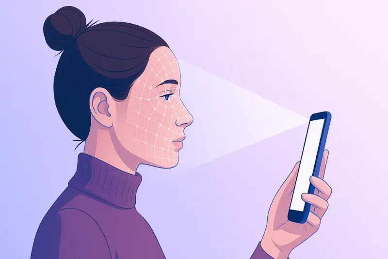 An illustration of a woman doing Web3 KYC.