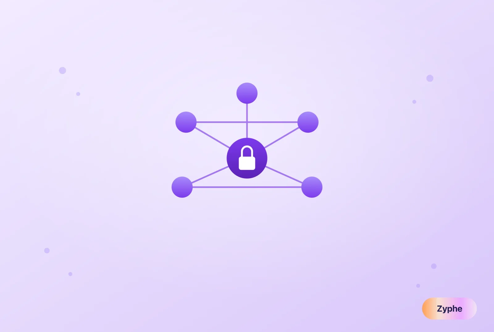 Network of connected nodes around a locked core representing decentralized PII storage with sharding