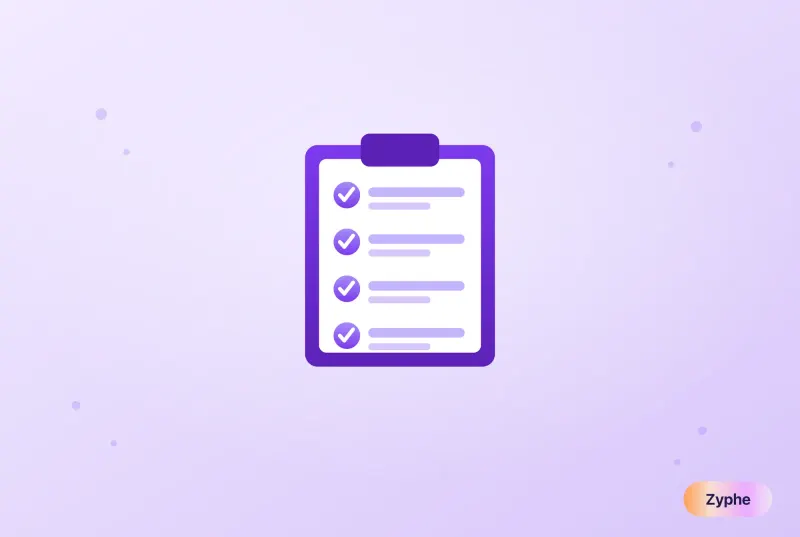 Compliance checklist clipboard with four checked KYB requirement items
