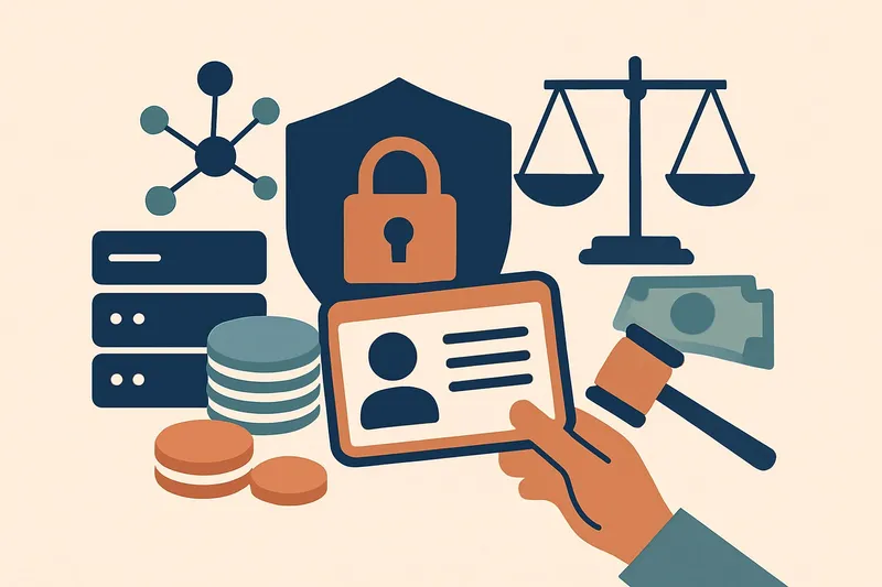 Editorial illustration for the article "The IDScan data breach: 153 million ID scans advertised and nine class actions in three days".