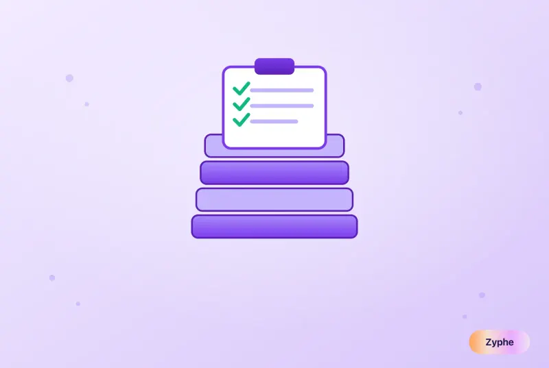 Signed-off checklist above stacked evidence layers, representing an audit-ready compliance stack