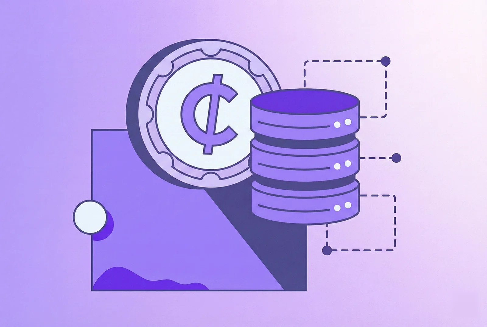 An image of a crypto with a server in a purple gradient background.