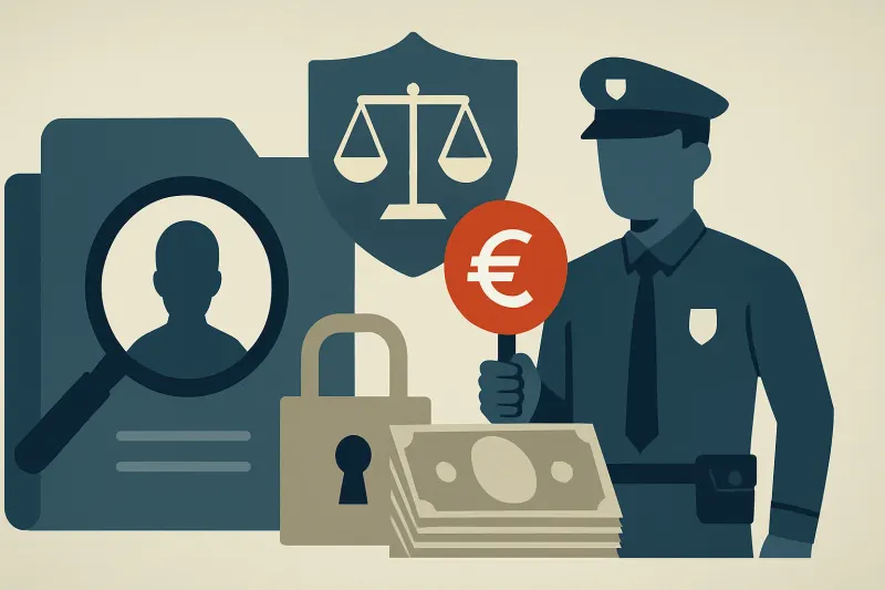 Editorial illustration for the article "The ABN AMRO fine: DNB penalises 8.5 million euro due diligence failures on high-risk customers".