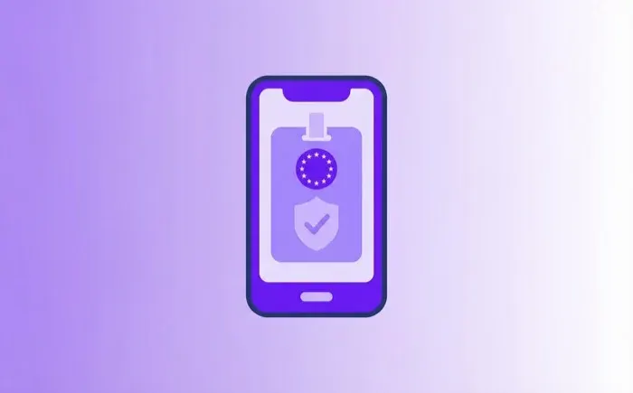 eIDAS 2.0 EU Digital Identity Wallet KYC compliance icon — smartphone with verified credential card