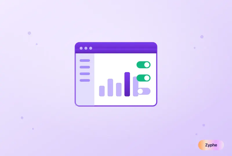 Monitoring console with rule toggles and an alert trend chart, representing AML compliance software