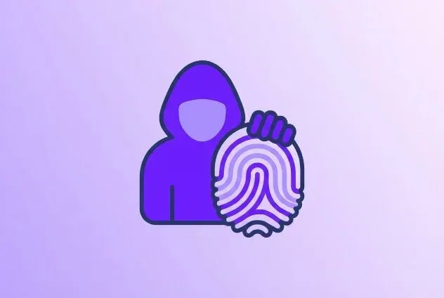 The image of an hacker of a fingerprint in the hand.