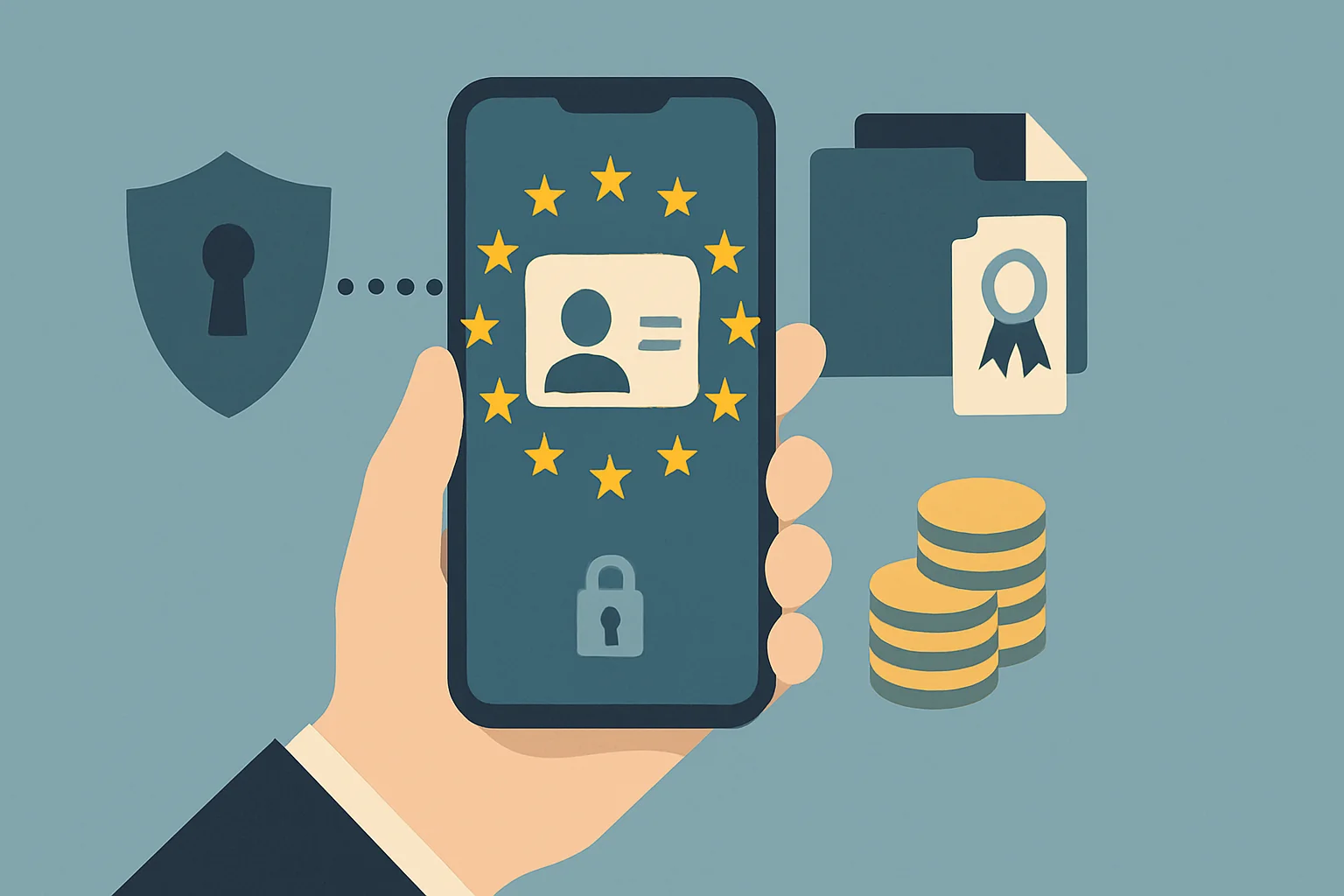 Editorial illustration for the article "Germany's cabinet approves the Digital Identities Act and the EUDI wallet".