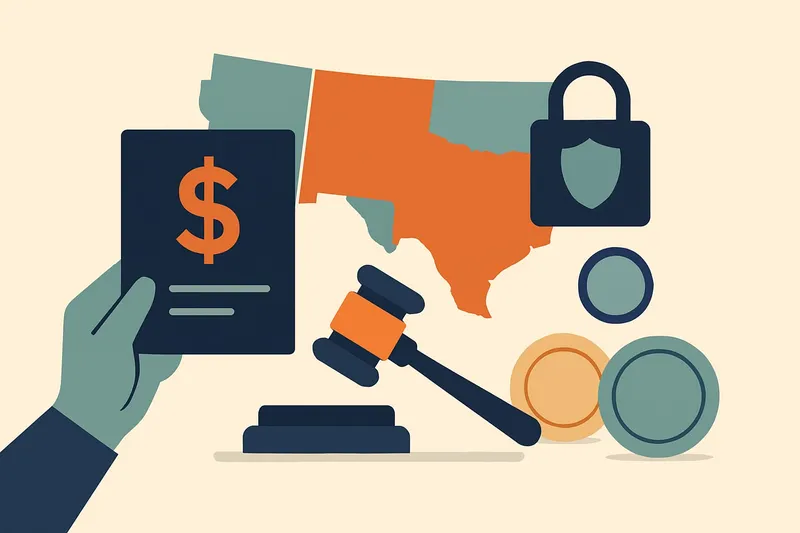 Editorial illustration for the article "The FinCEN border GTO returns to March 2027, minus Arizona and California".