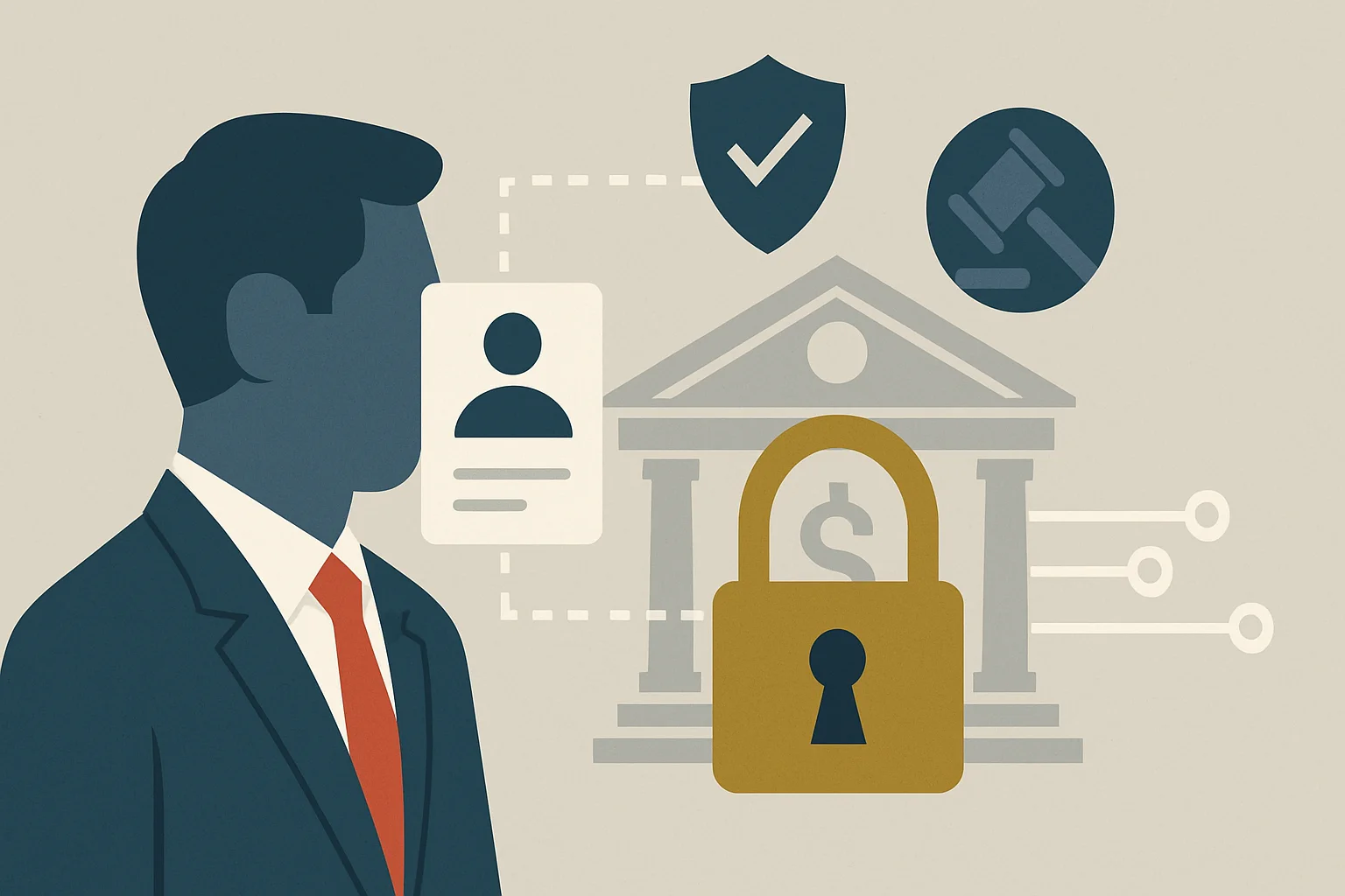 Editorial illustration for the article "Wise bank charter denied: the OCC blocks a payments giant over AML failures".