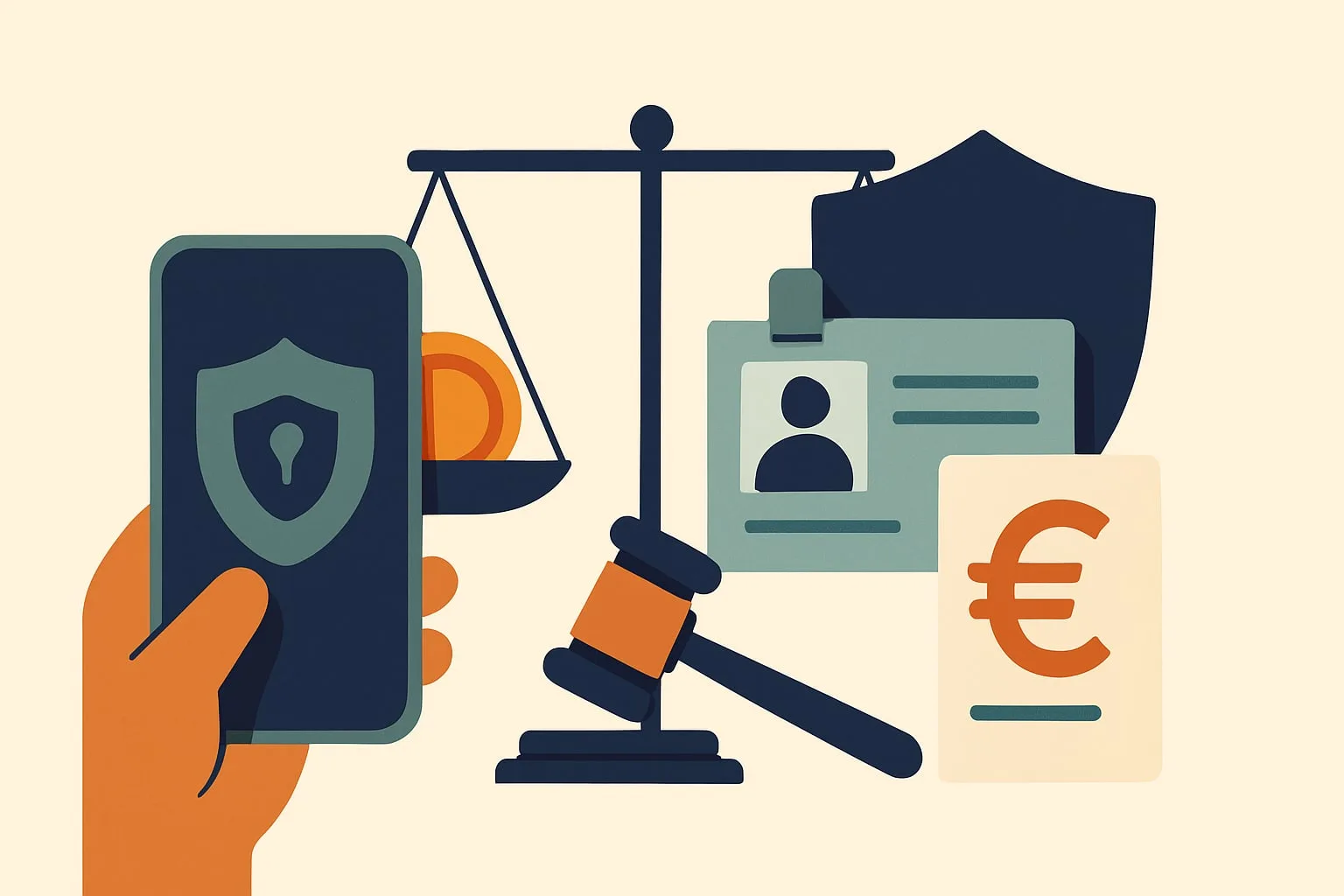 Editorial illustration for the article "Italy's Garante Fines Poste Italiane €12.5M for Making Device Scans a Condition of App Access".