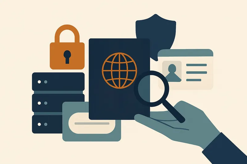 Editorial illustration for the article "TSA's identity verification vendor could extract passport images, and nobody tracked it".