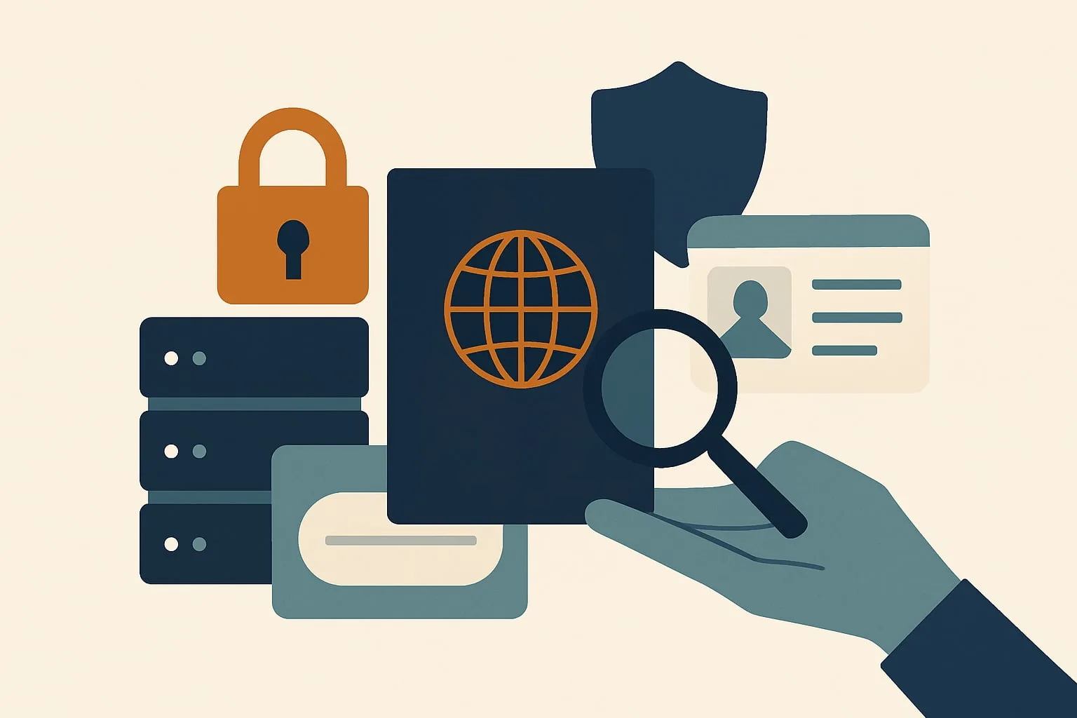 Editorial illustration for the article "TSA's identity verification vendor could extract passport images, and nobody tracked it".