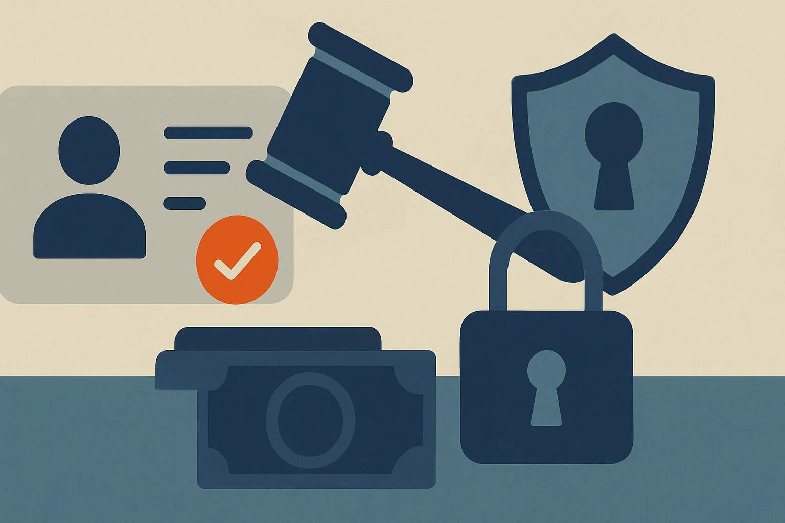 Editorial illustration for the article "The Missouri age verification law now in force: section 407.3405 bans the verifier from keeping anything".