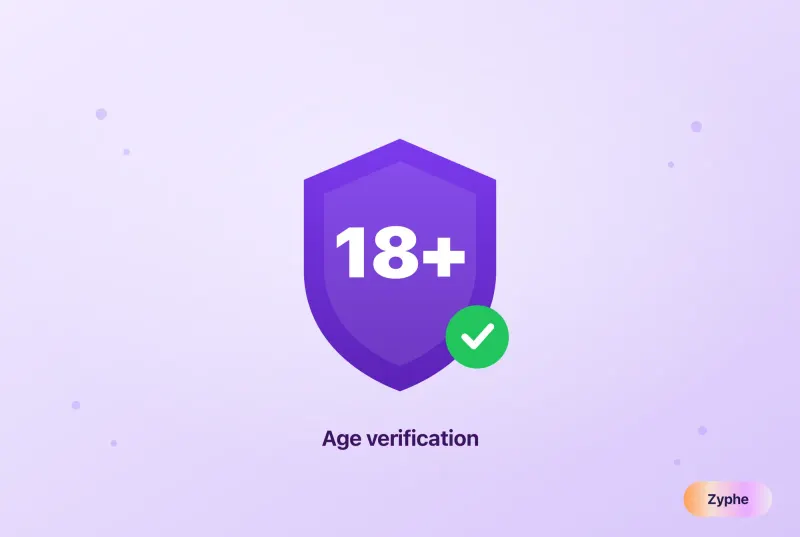 An 18-plus verification badge with a green check, representing digital age verification