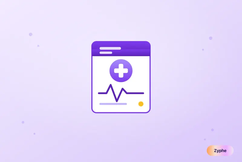 Patient record card with a medical cross and a vitals trace representing identity verification in healthcare